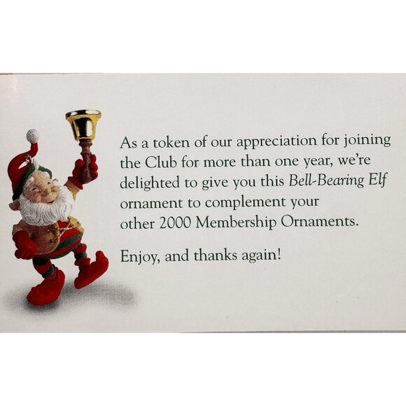 Hallmark Keepsake Collectors Club 2000 Elf Jingle Bell Kringle Reindeer Lot of 3 - Picture 3 of 13